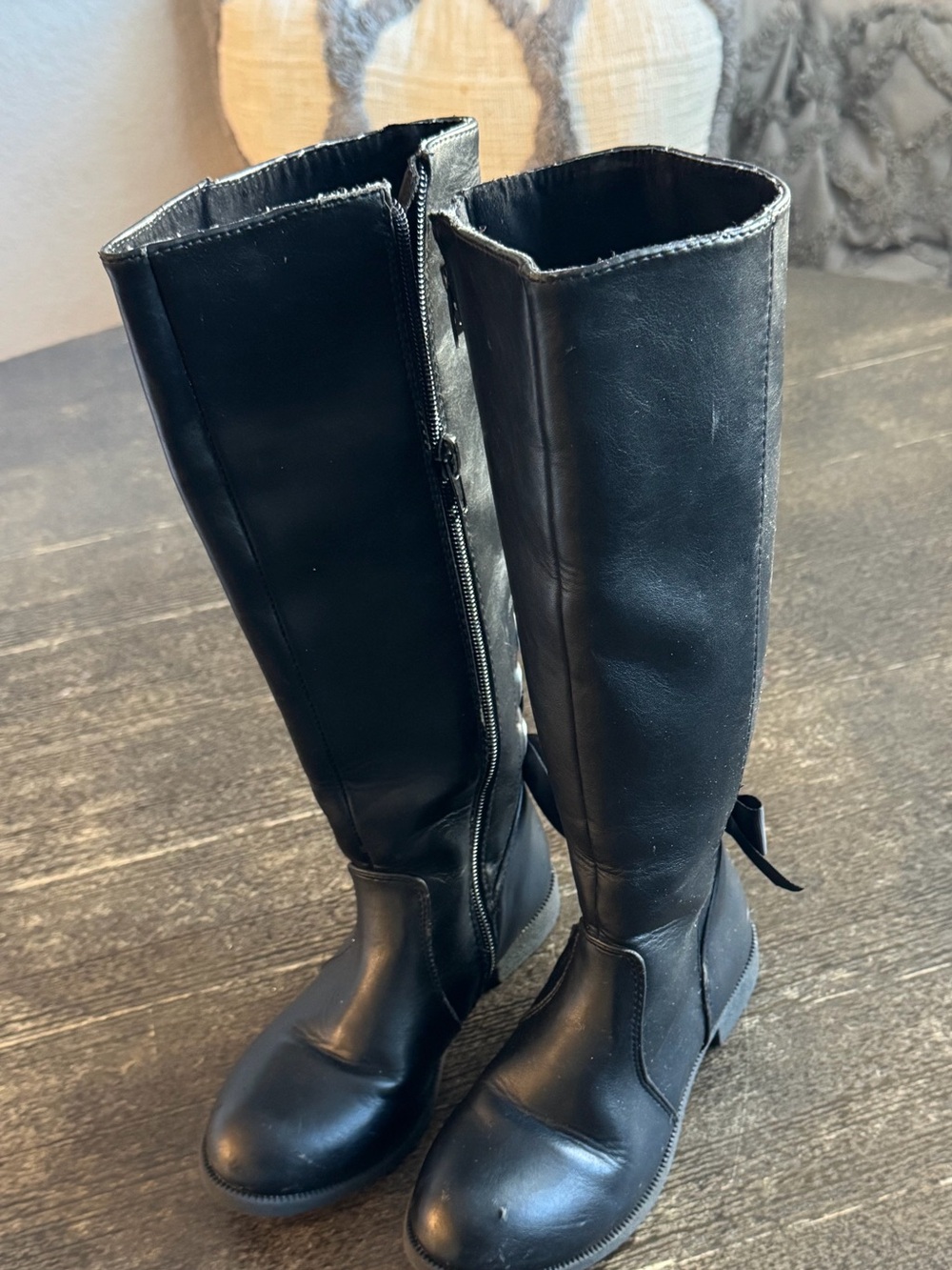 Cynthia Rowley Classic Black Knee-High Riding Boots Girl’s Size 12